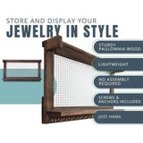 Boho Chic Jewellery Organiser Wall Mount with Detachable Bracelet Bar, 1 Shelf and 16 Hooks - Perfect Storage for Earrings, Necklaces and Bracelets - Jewellery Display