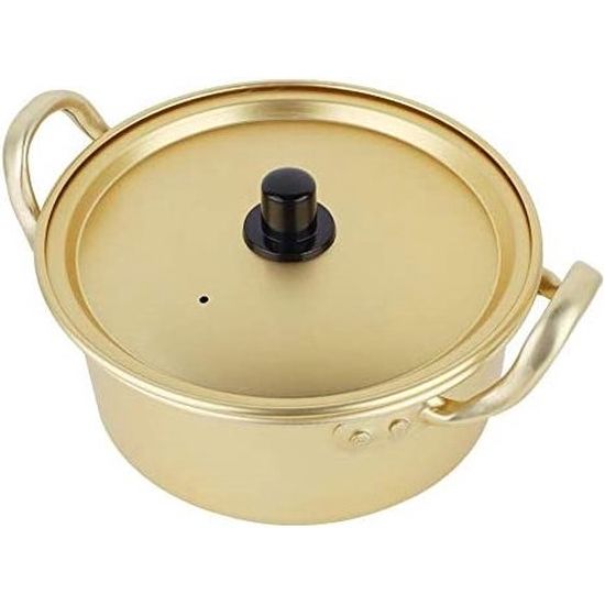 Koreaanse Pasta Pot, Koreaanse Ramen Noodle Pot Dubbel Handvat Koreaans Geel Aluminium Stock Pot Instant Noodles Pot (16 cm)