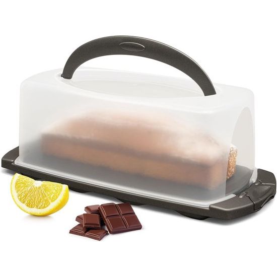 Rectangular Cake Transport Box with Cover and Handle 34 x 17 x 12 cm