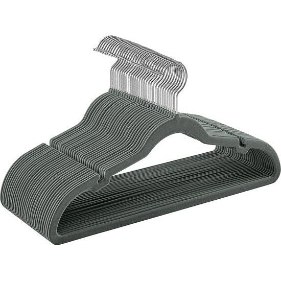 Kleiderbügel Samt 30 Stück grau