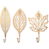 Kleerhaken, 3 stuks, decoratieve haken, plakhaken, bladeren, gietijzer, decoratie, wandhaken, gordijn TieBacks, wandhaken voor het ophangen van sleutels, handdoeken, mantel, tuinhaken, haken