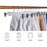 Pack of 20 36 cm White Wooden Hangers, Robust and Shiny Trouser Hangers for Trousers, Shorts, Skirt, Socks, Underwear, with Non-Slip Clips and Rotating Hooks