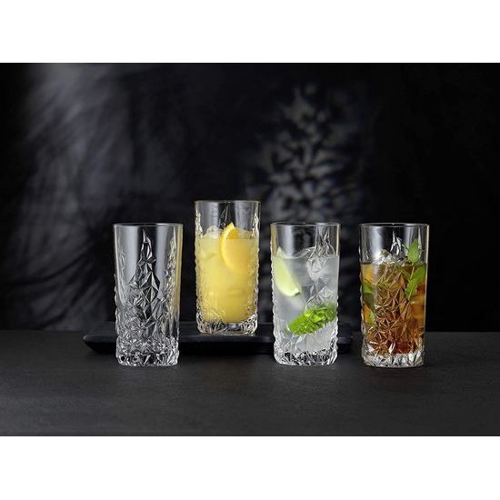 Sculpture longdrink set, glas, 420 kubieke centimeter, kristalhelder