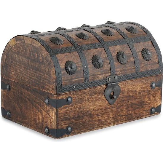 Handgemaakte piraten-schatkist voor het opbergen en decoratieve doos, veelzijdig te gebruiken als sieradenhouder, sieradenhouder of horlogedoos, ideaal als cadeau