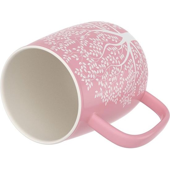 Theemok met deksel en zeef, 600 ml, grote porseleinen theemok - jumbomok - XXL Tea Cup set roze - plasticvrij