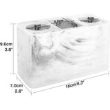 Tandenborstelhouder, 3 vakken, hars, elektrische tandenborstelhouder, tandpastastandaard, organizer, houder voor elektrische tandenborstels, tandpasta, pennen - inkt wit