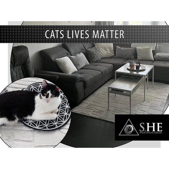 Cats Koelmat, voor katten en zeer kleine honden, 2-in-1, bijzonder stijlvol koelkussen + decoratiestuk, zelfkoelend, niet-giftig koudgelpad, voor binnen en buiten