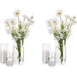 Decoratieve vaas, glazen cilinder, tafeldecoratie, set van 2 bloemen, moderne glazen vaas, rond, glazen cilinder, bloemenvaas, tulpenvaas, tafelvaas