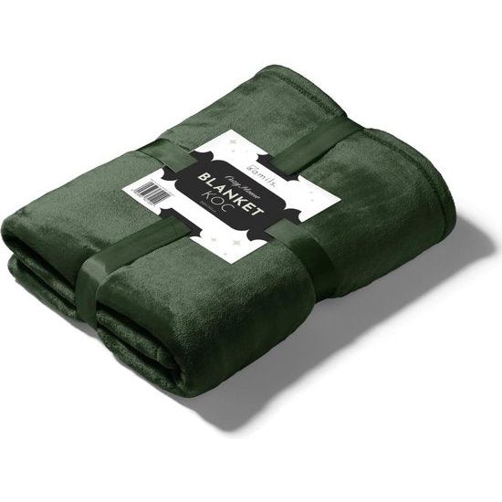 Deken voor bank, bed, knuffeldeken, zachte en warme bankovertrek, deken, sprei, wollig, 150 x 200 cm, dikke bankdeken, woondeken (flessengroen)