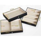 Seelux make-up-doos, sieradendoos, verkrijgbaar in verschillende maten, zwart-wit, zwart, 5 schuiflades