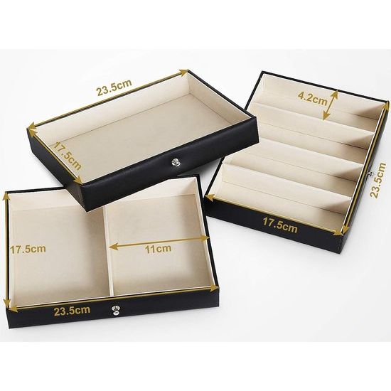 Seelux make-up-doos, sieradendoos, verkrijgbaar in verschillende maten, zwart-wit, zwart, 5 schuiflades