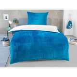 Winter pluche omkeerbaar beddengoed Nicky-Teddy 'Cashmere Touch' 135-155 - 200x200 coral fleece, kleur: petrol-crèmewit, maat: 135 x 200 cm