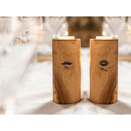 Hoogwaardige rustieke kaarsenhouder van exclusief olijfhout set van 3 - kerstdecoratie - Valentijnsdag kandelaar hout - theelichthouder - woondecoratie