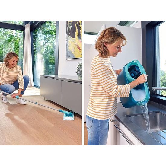 Set Clean Twist M Ergo 2.0, vloerwisser met Supersoft overtrek voor mistvochtige reiniging op parket, laminaat en echt hout, dweil met kliksysteem, mop met centrifugetechnologie