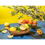 Set van 2 olijfhouten stokjes, broodschaal, langwerpig snackschaal, rustieke houten schaal, decoratieve schaal, fruitschaal, handgemaakte kom, sieradenschaal, multifunctionele schaal