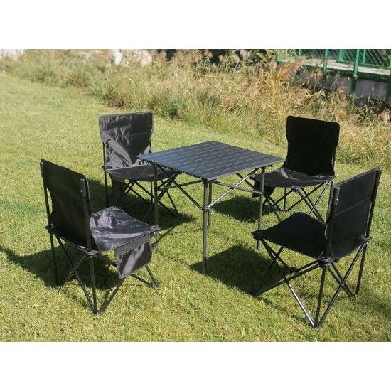 Campingklapstoel, campingstoel, high-performance gazonstoel met koeltassenondersteuning, 150 kg, stalen frame, inklapbare vissersstoel (zwart)