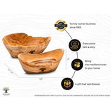 SOLTAKO Hoogwaardige snackschalen van olijfhout, decoratieve schaal hout, sieradenschaal, olijfhout schaal voor dips, dipschaal, handwerk. Ca. 14 cm, hoogte 4,5 cm