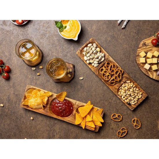 Snackschaal van olijfhout dipschaal tapastel schaal hout olijfhout houten schaal broodschaal diverse vormen en maten (snackschaal 1-delig)