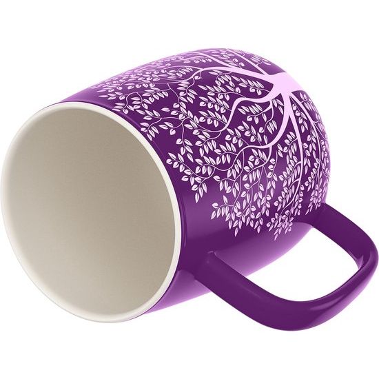 Theemok met deksel en zeef, 600 ml, grote porseleinen theemok - jumbomok - XXL Tea Cup set paars - plasticvrij