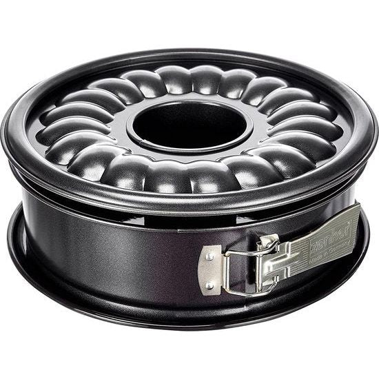 Springvorm 26 cm DELUXE, bakvorm met geëmailleerde platte en buisbodem van plaatstaal, ronde cakevorm met extra hoge rand (kleur: zwart metallic), aantal: 1 stuk