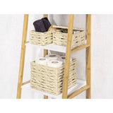 opbergmand van papiervlechtwerk met deksel, voor badkamer- en kantooropslag, 19 x 10 x 14 cm, boho-stijl, beige