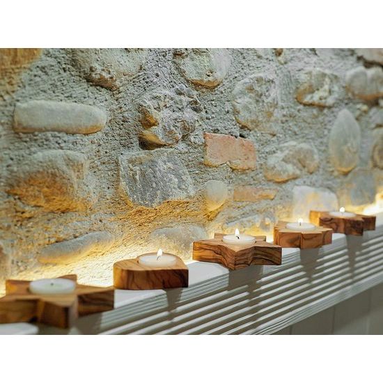 Hoogwaardige rustieke kandelaars van exclusief olijfhout set van 3 - handgemaakt - Valentijnsdag kandelaar hout - theelichthouder - tafelversiering - woondecoratie