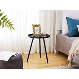 Bijzettafel van metaal, rond, diameter 41 cm, hoogte 49 cm, woonkamertafel met beschermende rand, Scandinavische stijl, dessert, banktafel voor woonkamer, slaapkamer, zwart/zwart