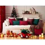 Kerstkussensloop, 30 x 50 cm, groen en rood, set van 4 fluwelen kussenslopen, kussenovertrek, sierkussen, sofakussen, decoratie voor bank, slaapkamer, woonkamer, cadeau, pluizig