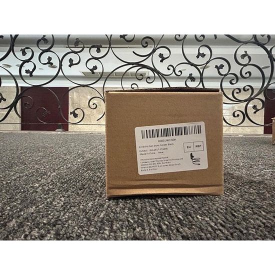 Föhnhouder, föhnhouder, föhnhouder, wandmontage, niet boren, zelfklevend, aluminium, met kabelhouder, zwart