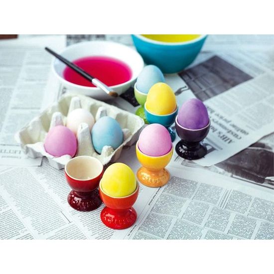 Egg cup set, 6-delig, elk 5,8 cm, aardewerk, regenboog.