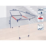 Pegasus 200 Solid Staande droger, met 20 m drooglengte voor 2 wasbeurten, vleugelwasdroger voor lange was met 4 houders voor kleine onderdelen, kledinghangers en 5 beugels