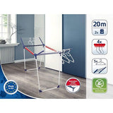 Pegasus 200 Solid Staande droger, met 20 m drooglengte voor 2 wasbeurten, vleugelwasdroger voor lange was met 4 houders voor kleine onderdelen, kledinghangers en 5 beugels