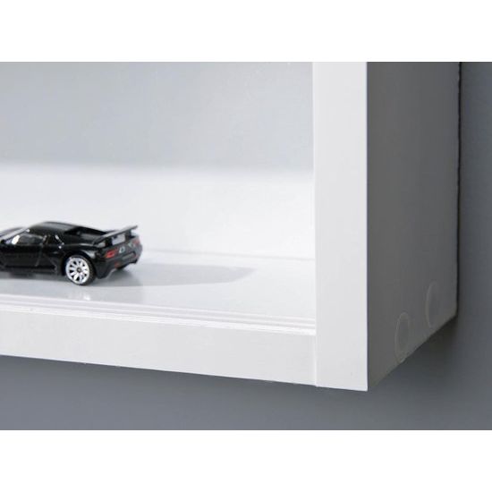 collector showcase hanging showcase wall shelf glass showcase wall showcase hanging shelf showcase MDF white WxHxD: 80 x 60 x 9.50 cm