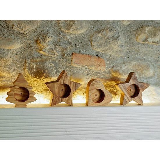 Hoogwaardige rustieke kandelaars van exclusief olijfhout set van 3 - handgemaakt - Valentijnsdag kandelaar hout - theelichthouder - tafelversiering - woondecoratie