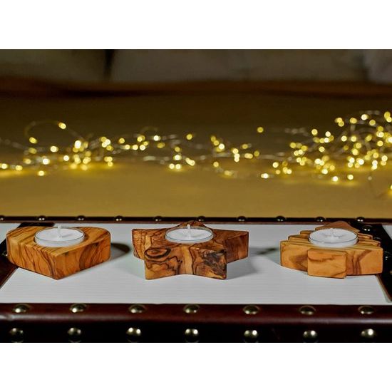 Hoogwaardige rustieke kandelaars van exclusief olijfhout set van 3 - handgemaakt - Valentijnsdag kandelaar hout - theelichthouder - tafelversiering - woondecoratie