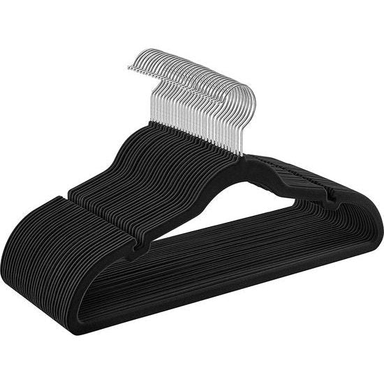 Kleiderbügel Samt 30 Stück schwarz