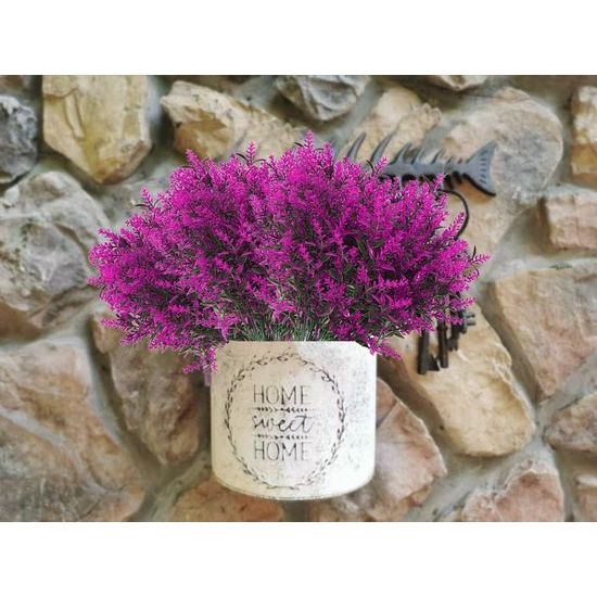 12 Bundles Artificial Lavender Flowers Artificial Flowers Red Lotus Bushes Fake Plant Artificial Shrubs Plastic Flowers Decoration Indoor for Home Garden Window Porch Flowers Arrangement Wedding