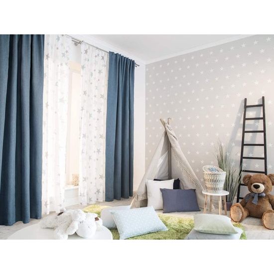 bedrukt ondoorzichtig gordijn wit turquoise (1 stuks) 245 x 140 cm (HxB), 100 procent CO, blauw, 140x245cm