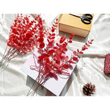 Kunstmatige eucalyptus decoratieve tak, pakket van 20 planten, eucalyptusbladeren, eucalyptusstam, kunstplanten, kunstmatige eucalyptusbomen, zilveren dollar, nepplant (20, rood)