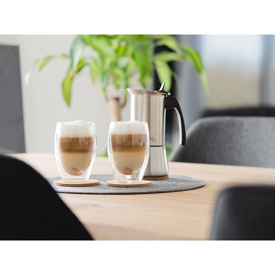 Dubbelwandig Thermo-glas Set geïsoleerd - Dubbelwandige glazen boriumsilicaatglas - Theeglas Latte Macchiato, Cappuccinoglazen, Koffieglazen (2 Drinkglazen, 350ml)