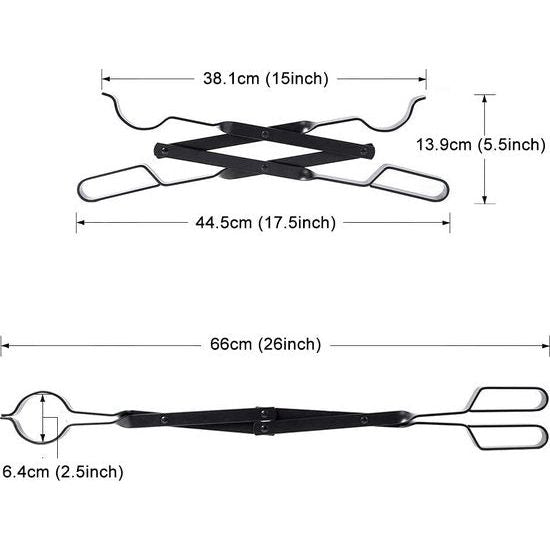 66 cm haardtang haardhouttang, zware belasting binnen, brandhouttang, log klauwgrijper voor houtkachel buiten, lang vastgelogd pincet voor kampvuur, kachels, kolentang