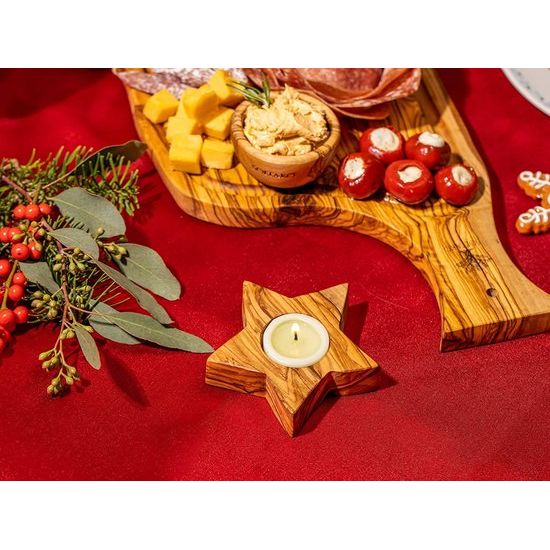 Hoogwaardige rustieke kandelaars van exclusief olijfhout set van 3 - handgemaakt - Valentijnsdag kandelaar hout - theelichthouder - tafelversiering - woondecoratie