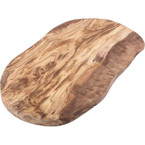 Plank van olijfhout, olijfhouten plank, snijplank, houten plank, ontbijtplank, steakplank, natuurlijke snit (28-32 cm)