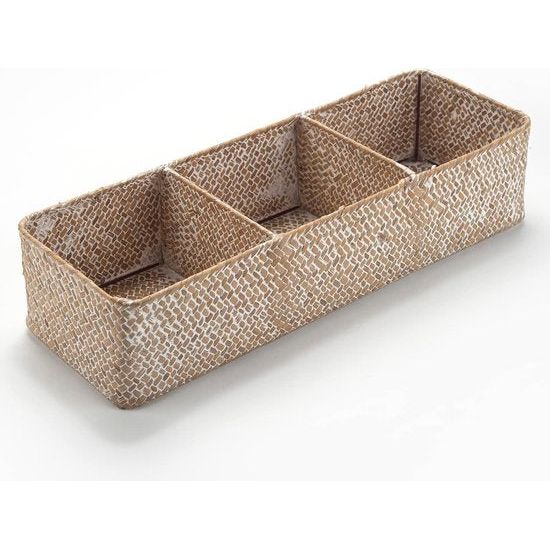 opbergmand, rechthoekig, plankmanden, natuurlijk geweven, gevlochten voor het organiseren van toiletpapier (witchen 42 cm x 14 cm x 9 cm)