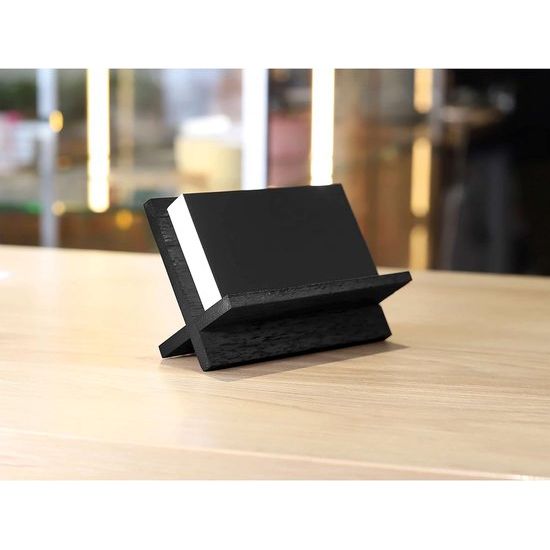 Kaarthouder voor bureau - Zwarte houten kleine kaarthouder, professionele bureau-visitekaartjesstandaard, houten naamkaarthouder, kantoor, opslag van visitekaartjeshouders