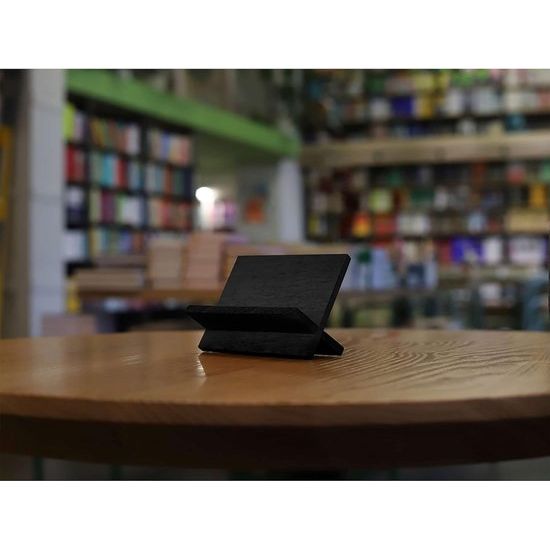 Kaarthouder voor bureau - Zwarte houten kleine kaarthouder, professionele bureau-visitekaartjesstandaard, houten naamkaarthouder, kantoor, opslag van visitekaartjeshouders