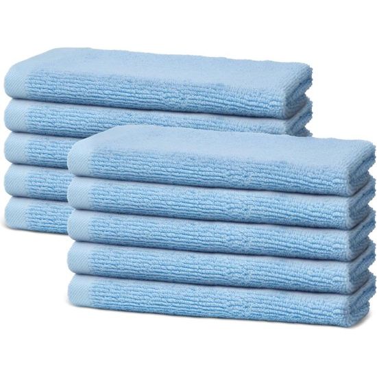 Badkamerset - 10 gastendoekjes klein - 30 x 50 cm - 100% prima katoen - zeer zacht en absorberend - Oeko-Tex gecertificeerd - 500 g/m² - lichtblauw