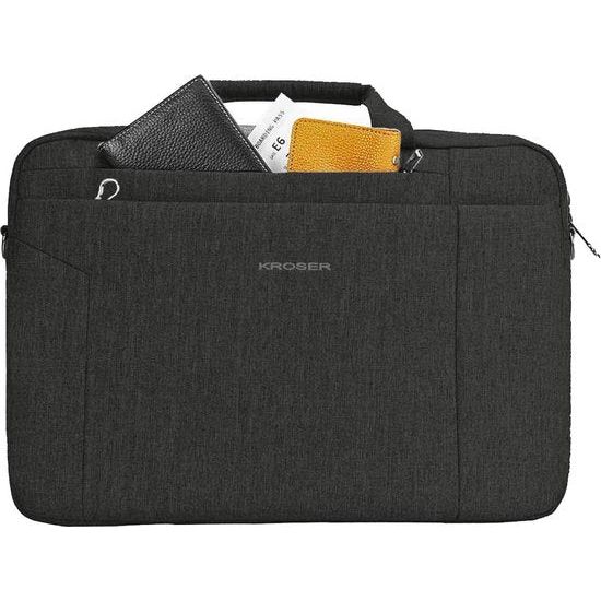 Laptoptas, 15,6 inch, notebooktas, aktetas, tablettas, schoudertas, waterafstotend, satchel business-laptoptas voor vrouwen en mannen, zwart, herbruikbaar, zwart