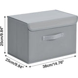 Pack of 4 Storage Boxes with Lid, Foldable Storage Box with Handle, Fabric Storage Baskets, Wardrobe Organiser, Folding Box for Clothes, Books, Light Grey