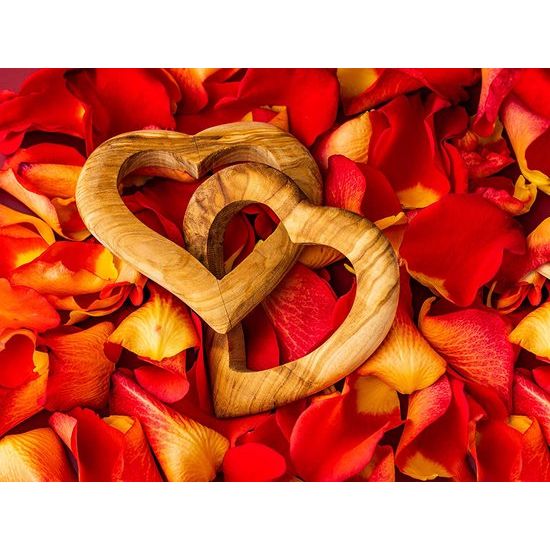 XXL verbonden harten van exclusief olijfhout, huwelijkscadeau voor bruidspaar - tafeldecoratie - houtdecoratie - bruiloftsdecoratie - verjaardagscadeau voor vriendin Ø diameter ca. 10 cm
